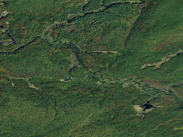 Aerial image of Oswegatchie River Campsite 16 (Five Ponds Wilderness)