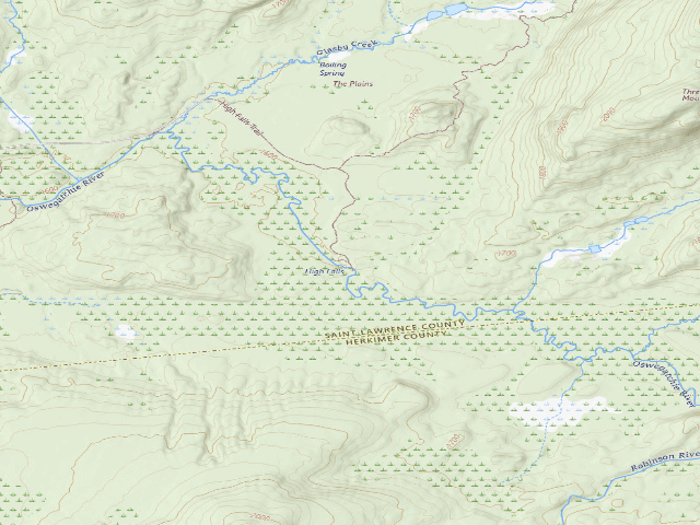 USGS topographic map of Oswegatchie River Campsite 16 (Five Ponds Wilderness)