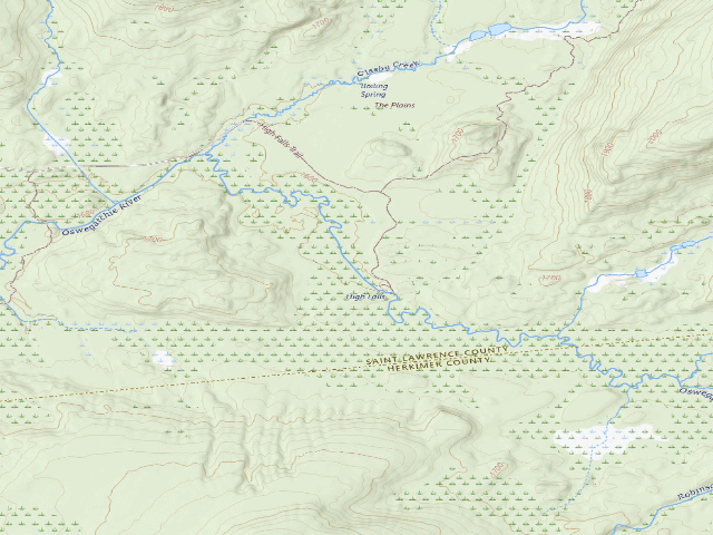 USGS topographic map of Oswegatchie River Campsite 17 (Five Ponds Wilderness)