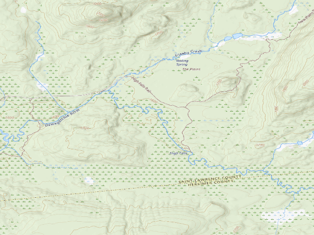 USGS topographic map of Oswegatchie River Campsite 19 (Five Ponds Wilderness)