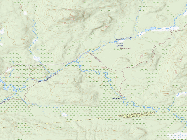 USGS topographic map of Oswegatchie River Campsite 20 (Five Ponds Wilderness)