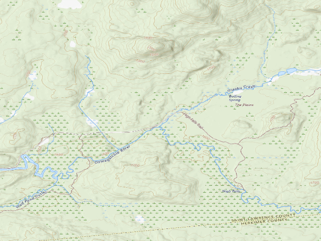 USGS topographic map of Oswegatchie River Campsite 21 (Five Ponds Wilderness)