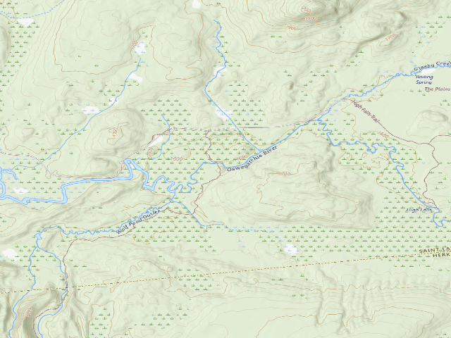 USGS topographic map of Oswegatchie River Campsite 22 (Five Ponds Wilderness)