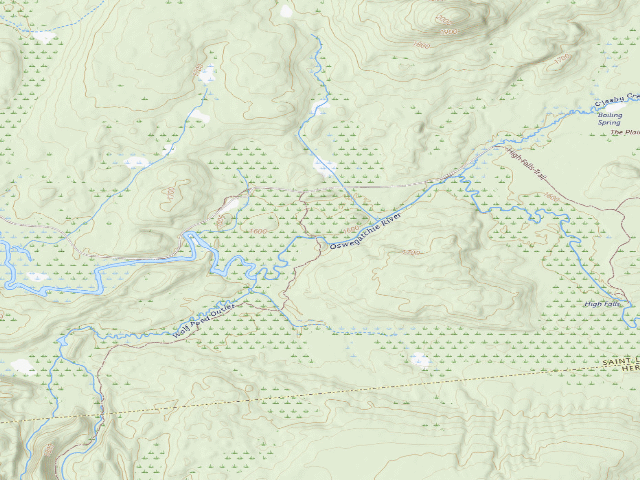 USGS topographic map of Oswegatchie River Campsite 23 (Five Ponds Wilderness)