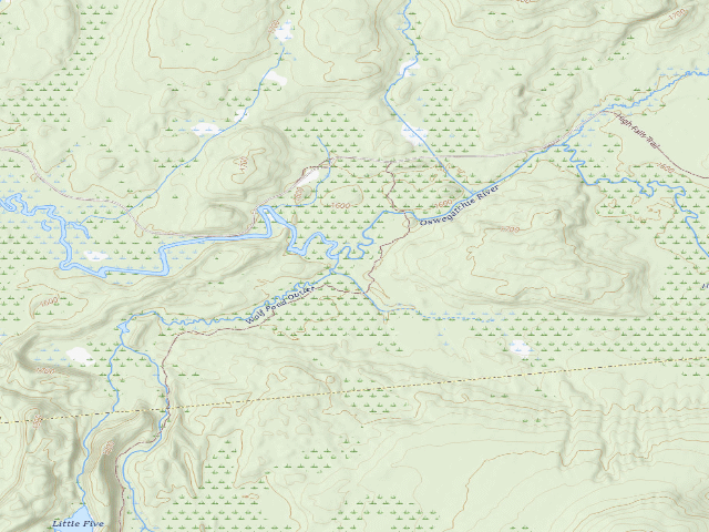USGS topographic map of Oswegatchie River Campsite 26 (Five Ponds Wilderness)