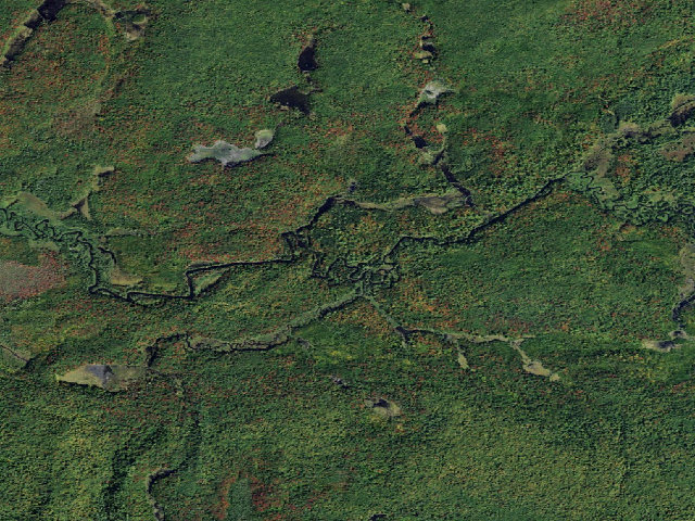 Aerial image of Oswegatchie River Campsite 27 (Five Ponds Wilderness)