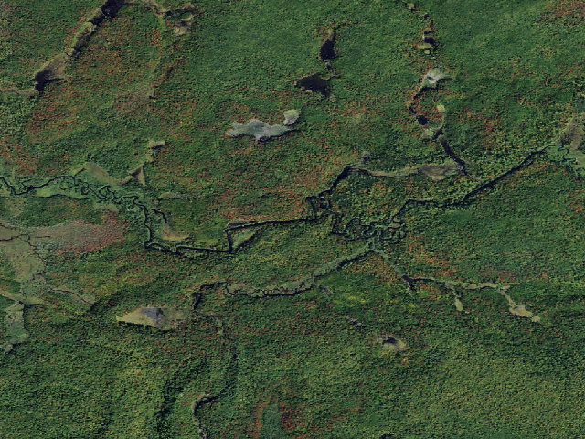 Aerial image of Oswegatchie River Campsite 28 (Five Ponds Wilderness)