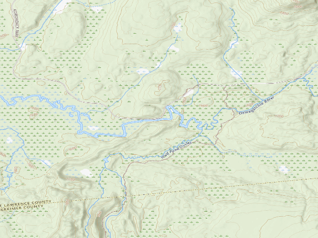 USGS topographic map of Oswegatchie River Campsite 28 (Five Ponds Wilderness)