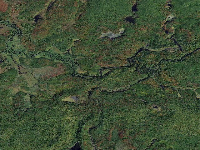 Aerial image of Oswegatchie River Campsite 29 (Five Ponds Wilderness)