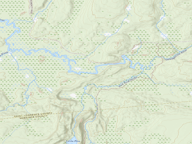 USGS topographic map of Oswegatchie River Campsite 29 (Five Ponds Wilderness)