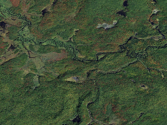 Aerial image of Oswegatchie River Campsite 30 (Five Ponds Wilderness)