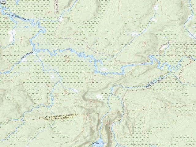 USGS topographic map of Oswegatchie River Campsite 31 (Five Ponds Wilderness)
