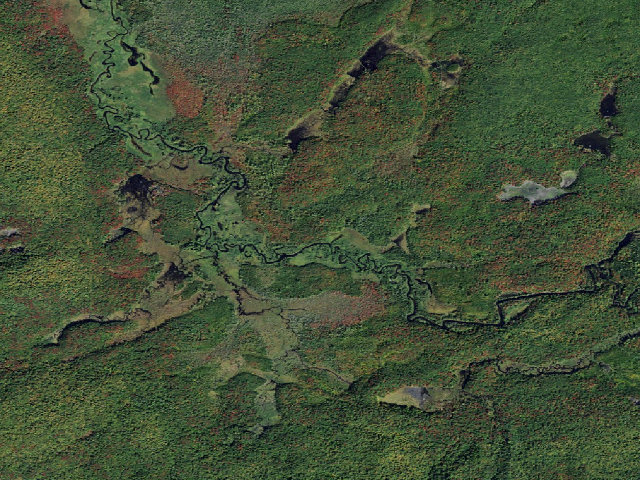 Aerial image of Oswegatchie River Campsite 32 (Five Ponds Wilderness)