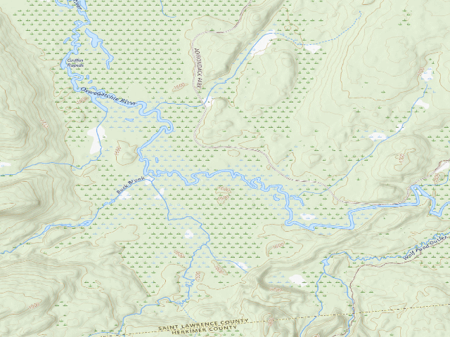 USGS topographic map of Oswegatchie River Campsite 32 (Five Ponds Wilderness)