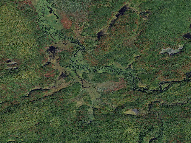 Aerial image of Oswegatchie River Campsite 33 (Five Ponds Wilderness)