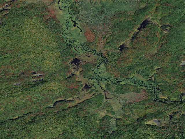 Aerial image of Oswegatchie River Campsite 35 (Five Ponds Wilderness)