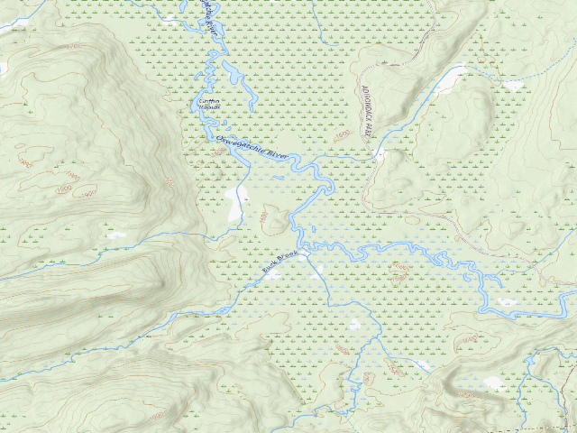 USGS topographic map of Oswegatchie River Campsite 35 (Five Ponds Wilderness)