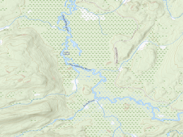 USGS topographic map of Oswegatchie River Campsite 36 (Five Ponds Wilderness)