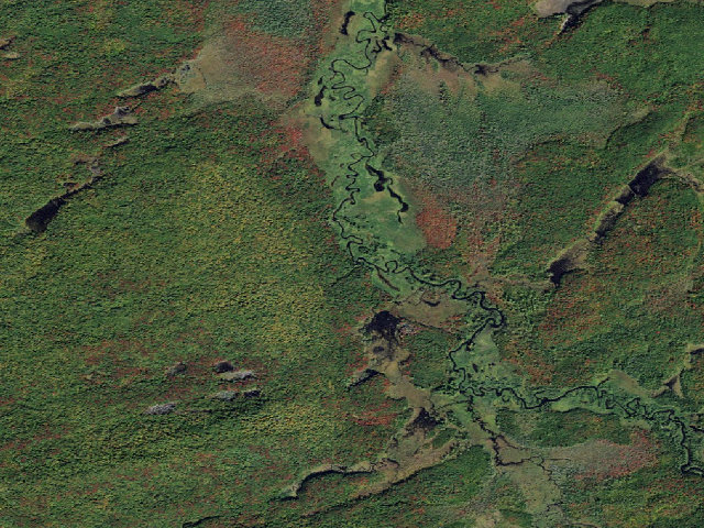 Aerial image of Oswegatchie River Campsite 37 (Five Ponds Wilderness)