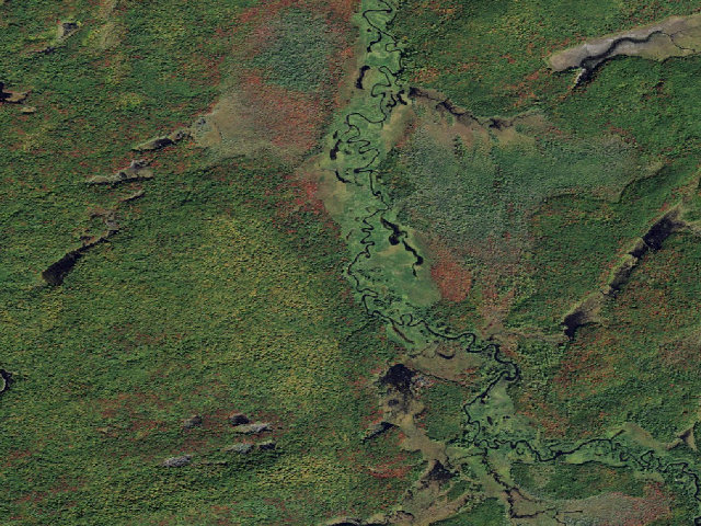 Aerial image of Oswegatchie River Campsite 39 (Five Ponds Wilderness)