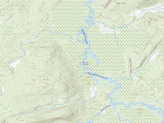 USGS topographic map of Oswegatchie River Campsite 39 (Five Ponds Wilderness)