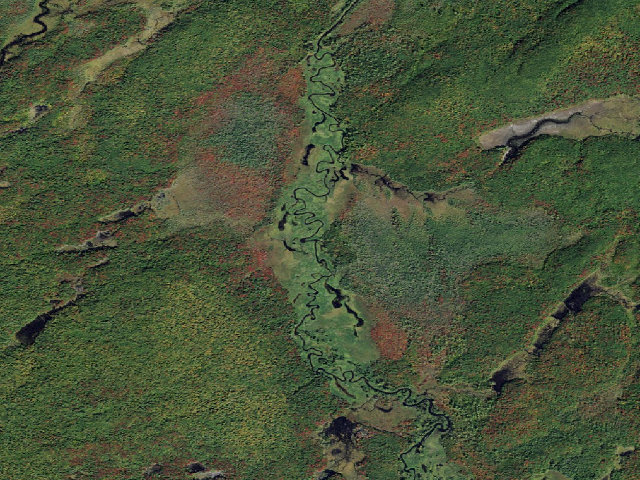 Aerial image of Oswegatchie River Campsite 40 (Five Ponds Wilderness)