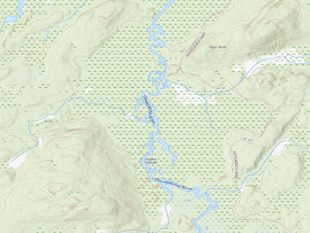 USGS topographic map of Oswegatchie River Campsite 40 (Five Ponds Wilderness)