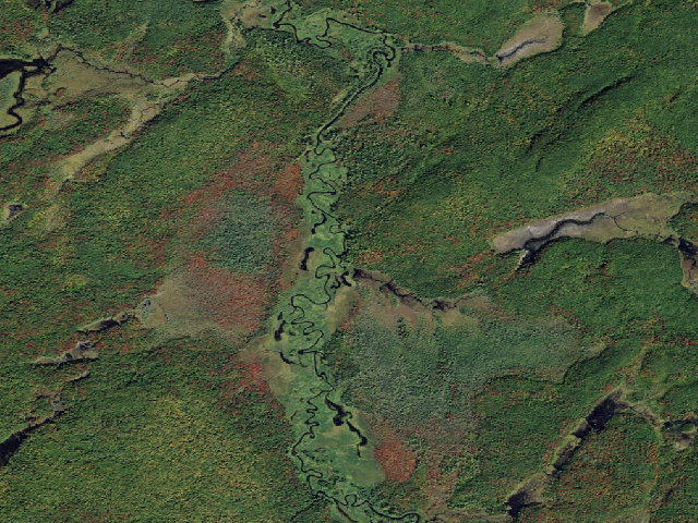 Aerial image of Oswegatchie River Campsite 41 A (Five Ponds Wilderness)