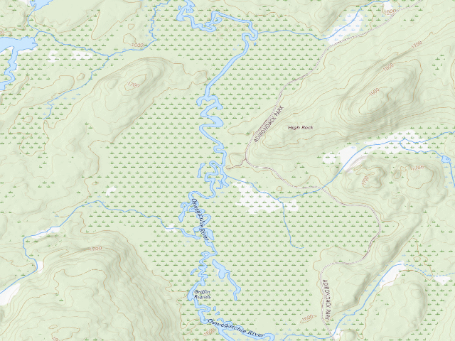 USGS topographic map of Oswegatchie River Campsite 41 A (Five Ponds Wilderness)