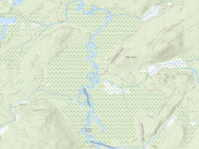 USGS topographic map of Oswegatchie River Campsite 41 B (Five Ponds Wilderness)