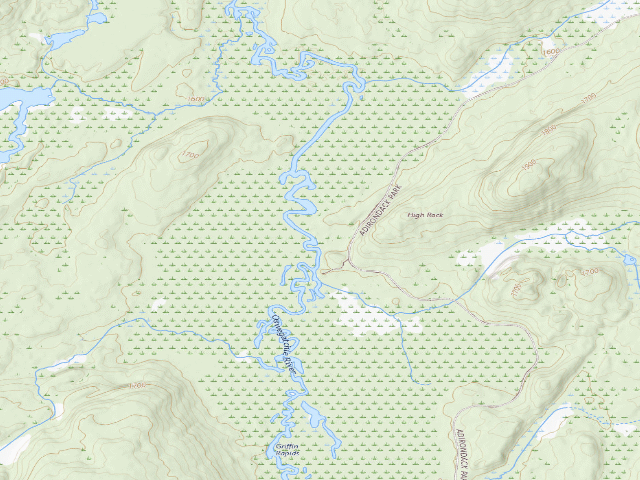 USGS topographic map of Oswegatchie River Campsite 42 (Five Ponds Wilderness)