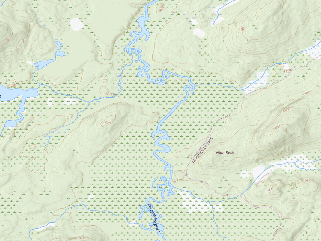 USGS topographic map of Oswegatchie River Campsite 44 (Five Ponds Wilderness)