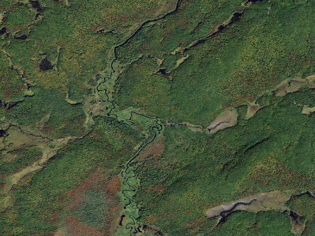 Aerial image of Oswegatchie River Campsite 45 (Five Ponds Wilderness)