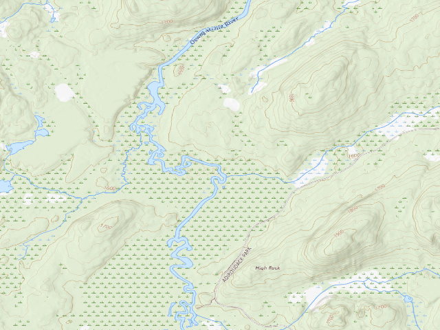 USGS topographic map of Oswegatchie River Campsite 45 (Five Ponds Wilderness)