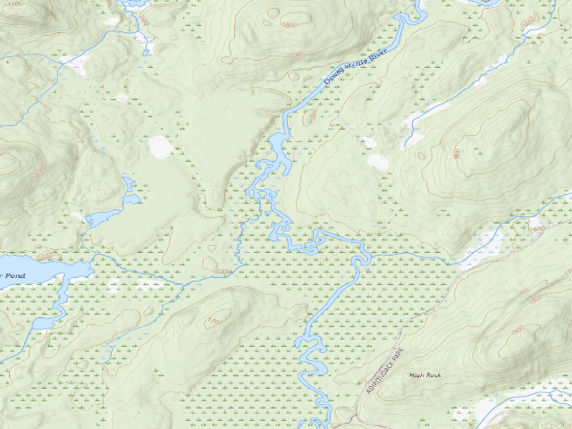 USGS topographic map of Oswegatchie River Campsite 46 (Five Ponds Wilderness)