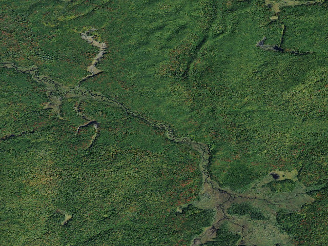 Aerial image of Oswegatchie River Campsite 6 (Five Ponds Wilderness)