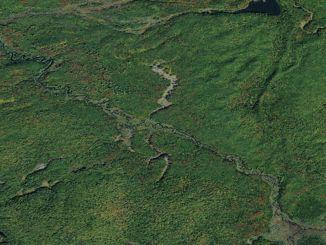 Aerial image of Oswegatchie River Campsite 8 (Five Ponds Wilderness)