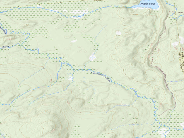 USGS topographic map of Oswegatchie River Campsite 8 (Five Ponds Wilderness)