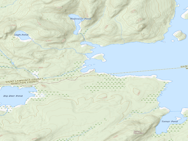 USGS topographic map of Oswegatchie River Canoe Carry Campsite 1 (Five Ponds Wilderness)
