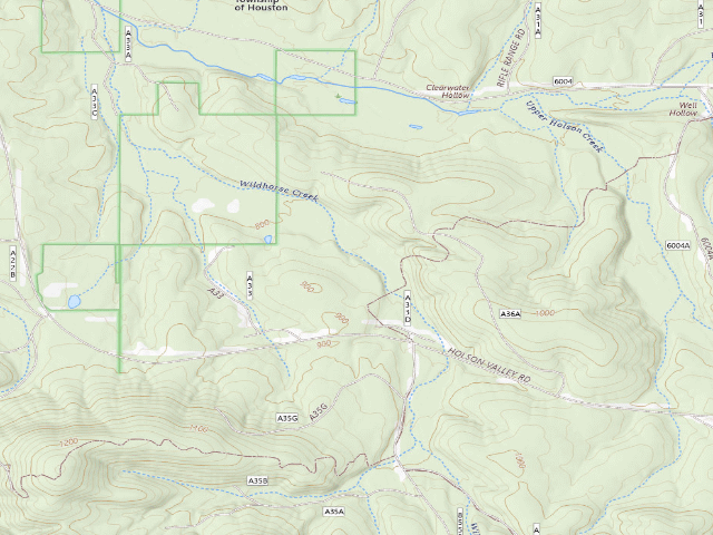USGS topographic map of Ouachita WMA (Le Flore Unit) primitive camp #2