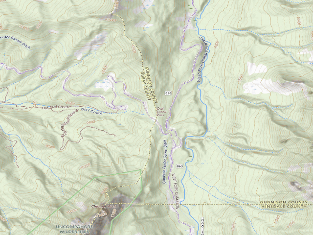 USGS topographic map of Owl Creek Pass Dispersed