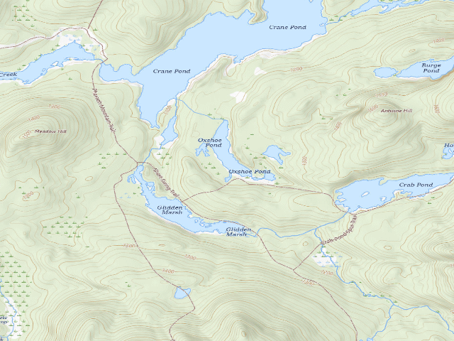 USGS topographic map of OXSHOE POND PRIMITIVE TENT SITE (Pharaoh Lake Wilderness)