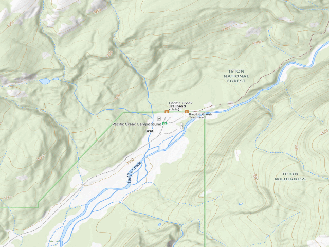 USGS topographic map of Pacific Creek Campground