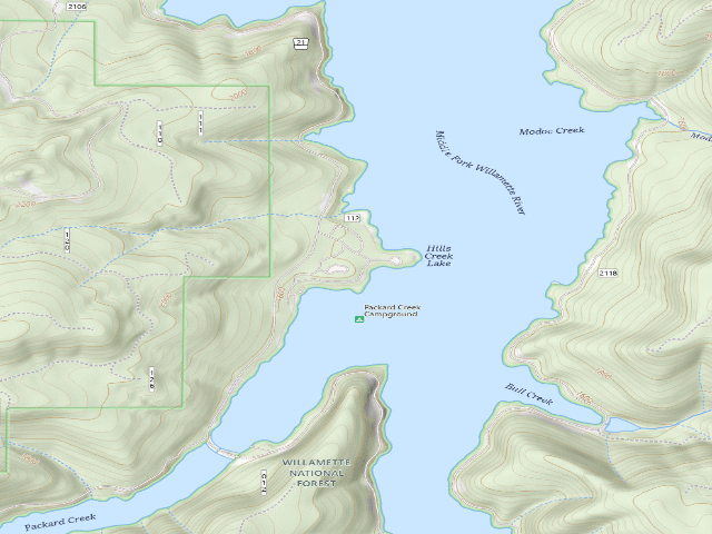 USGS topographic map of Packard Campground
