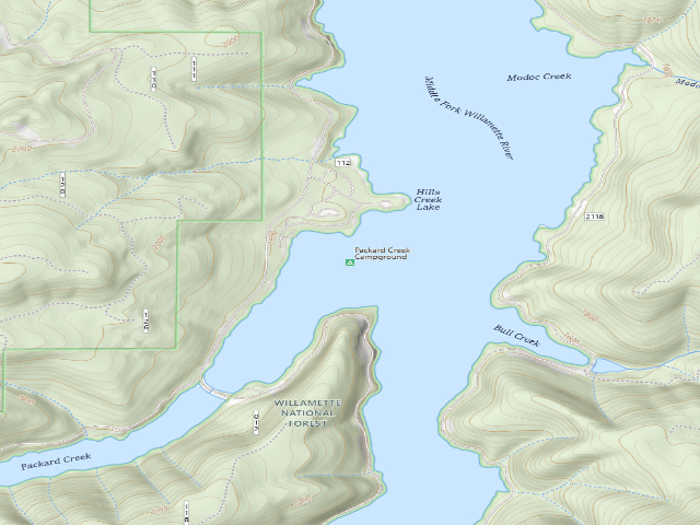 USGS topographic map of Packard Creek Campground