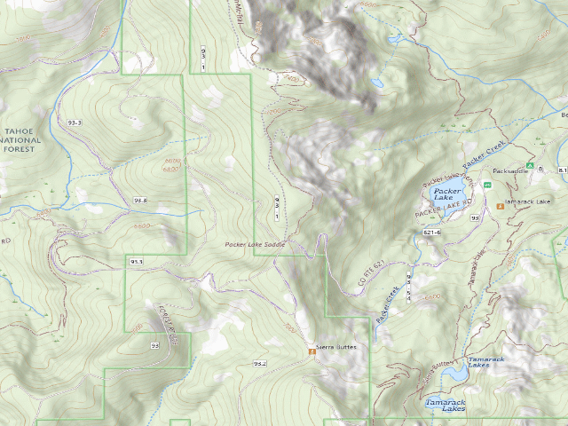 USGS topographic map of Packer Saddle