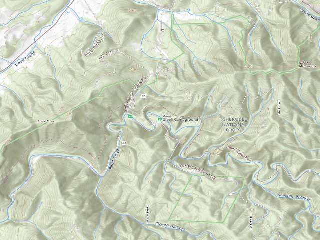 USGS topographic map of Paint Creek Campground