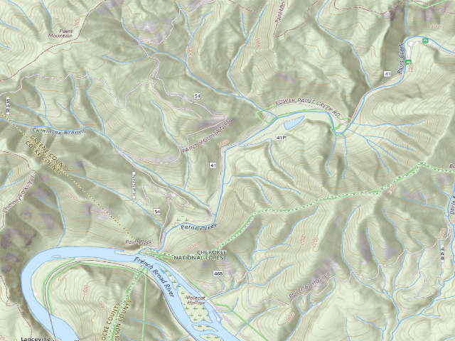 USGS topographic map of Paint Creek Dispersed Campsites