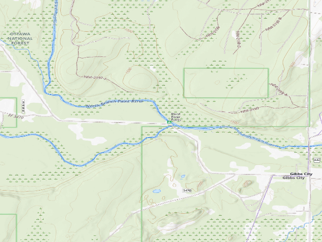 USGS topographic map of Paint River Forks Campground