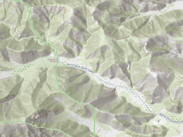 USGS topographic map of Paiute Canyon Yellow Post Sites